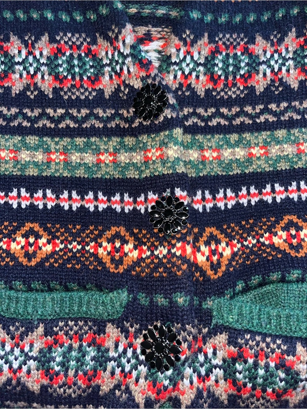 Zara Multicolor Fair Isle Knit Vest - Navy, Green, Red - Picture 3 of 4